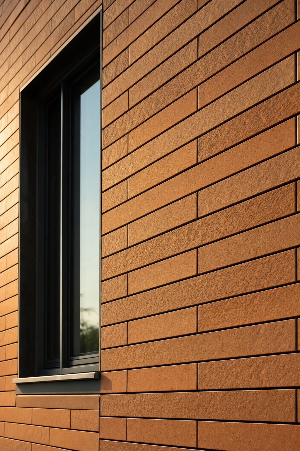Terracotta ceramic rainscreen close-up