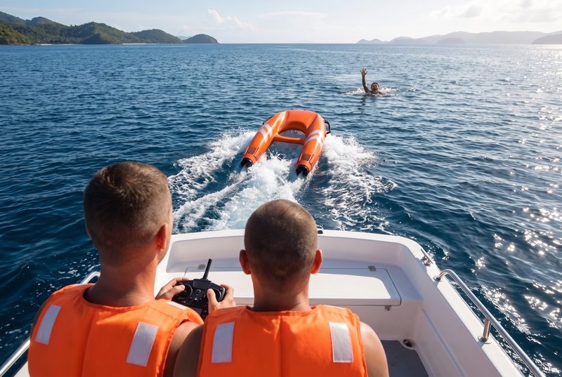 Rescue unit launched from a crewed boat