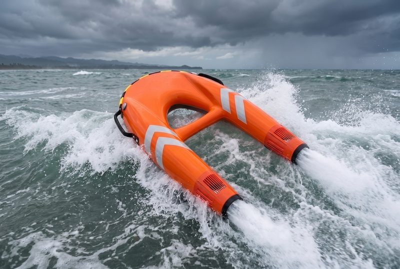 Rescue unit continuing to operate in the surf