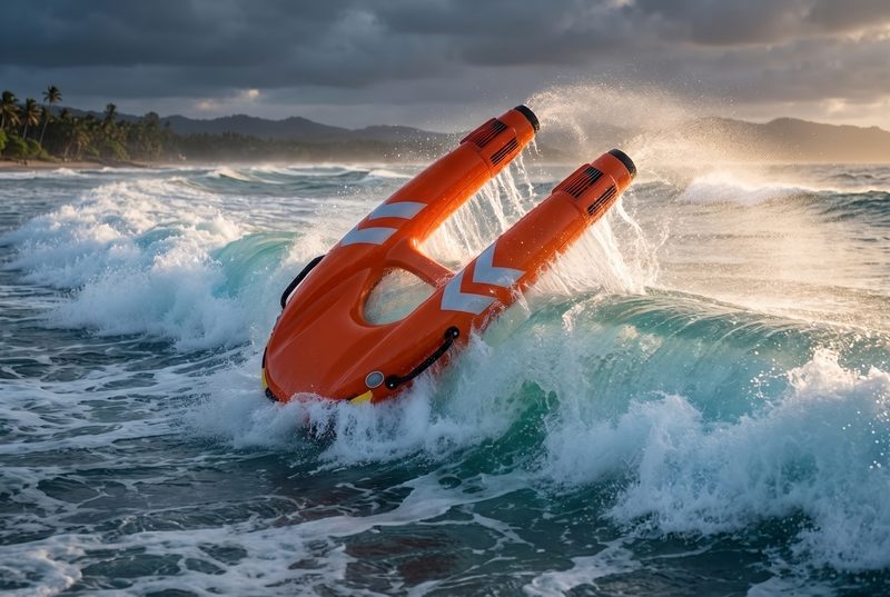 Rescue unit righting itself after capsizing